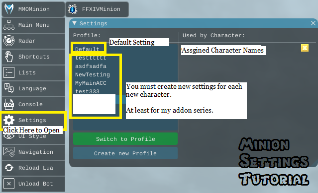 Setup Your Character-Specific Settings